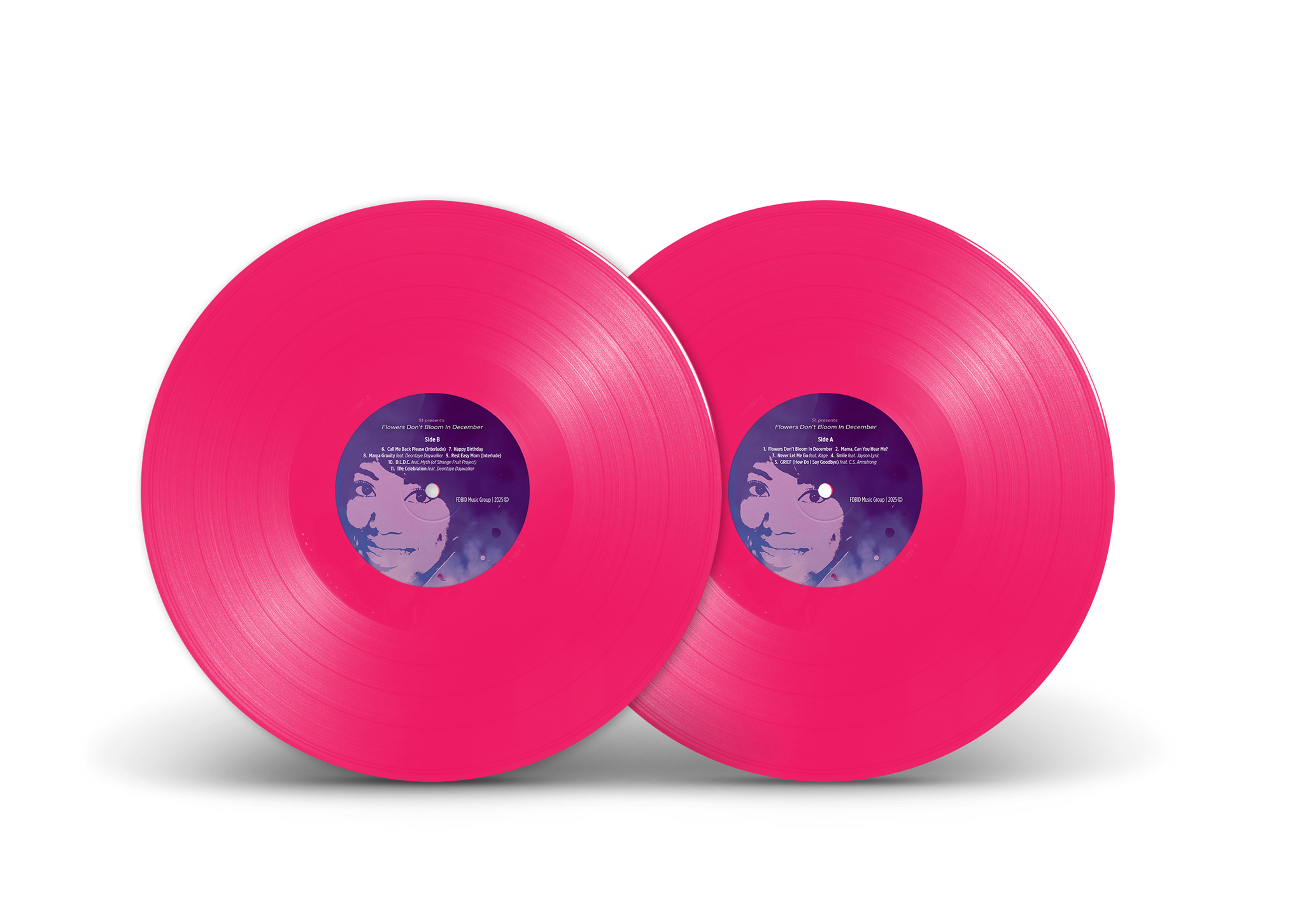 One pink vinyl record with side A and B